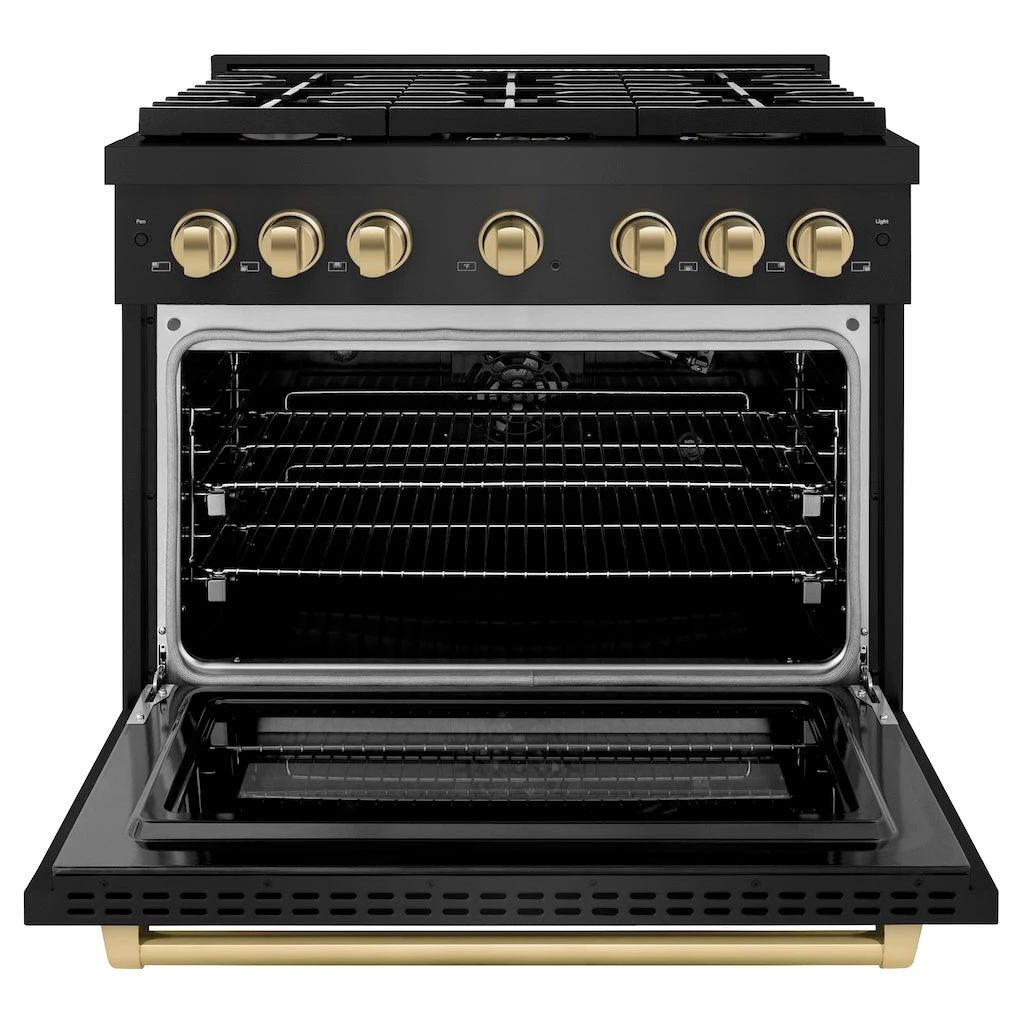ZLINE Autograph Edition 36 In. 5.2 Cu. Ft. Paramount Gas Range With 6 Burner Cooktop And Convection Gas Oven In Black Stainless Steel And Champagne Bronze Accents (SGRBZ-36-CB)(Zline Autograph Edition 36 Paramount Gas Range Black Stainless Steel Champagne Bronze Sgrbz 36 Cb) 3 ZLINE Autograph Edition 36 In. 5.2 Cu. Ft. Paramount Gas Range With 6 Burner Cooktop And Convection Gas Oven In Black Stainless Steel And Champagne Bronze Accents (SGRBZ-36-CB)(Zline Autograph Edition 36 Paramount Gas Range Black Stainless Steel Champagne Bronze Sgrbz 36 Cb) - Image 3