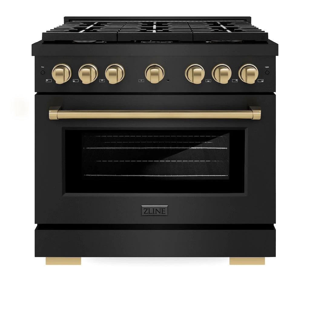 ZLINE Autograph Edition 36 In. 5.2 Cu. Ft. Paramount Gas Range With 6 Burner Cooktop And Convection Gas Oven In Black Stainless Steel And Champagne Bronze Accents (SGRBZ-36-CB)(Zline Autograph Edition 36 Paramount Gas Range Black Stainless Steel Champagne Bronze Sgrbz 36 Cb) 2 ZLINE Autograph Edition 36 In. 5.2 Cu. Ft. Paramount Gas Range With 6 Burner Cooktop And Convection Gas Oven In Black Stainless Steel And Champagne Bronze Accents (SGRBZ-36-CB)(Zline Autograph Edition 36 Paramount Gas Range Black Stainless Steel Champagne Bronze Sgrbz 36 Cb) - Image 2