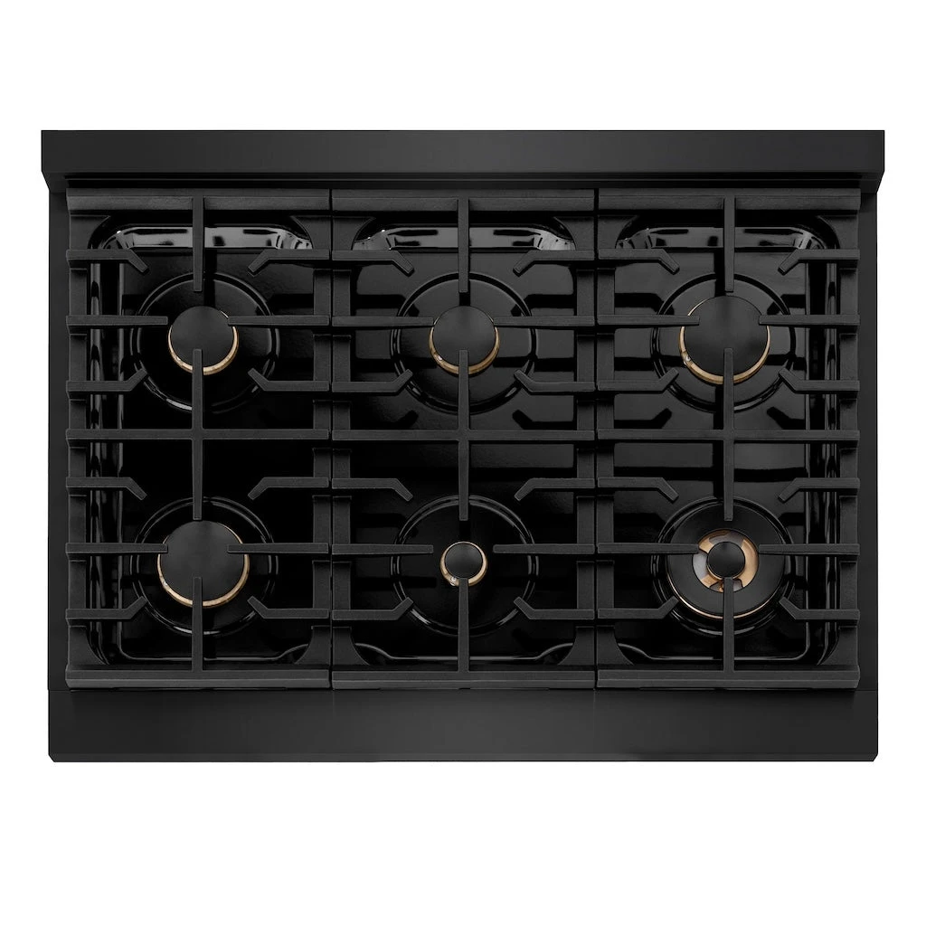 ZLINE Autograph Edition 36 In. 5.2 Cu. Ft. Paramount Gas Range With 6 Burner Cooktop And Convection Gas Oven In Black Stainless Steel And Champagne Bronze Accents (SGRBZ-36-CB)(Zline Autograph Edition 36 Paramount Gas Range Black Stainless Steel Champagne Bronze Sgrbz 36 Cb) 4 ZLINE Autograph Edition 36 In. 5.2 Cu. Ft. Paramount Gas Range With 6 Burner Cooktop And Convection Gas Oven In Black Stainless Steel And Champagne Bronze Accents (SGRBZ-36-CB)(Zline Autograph Edition 36 Paramount Gas Range Black Stainless Steel Champagne Bronze Sgrbz 36 Cb) - Image 4