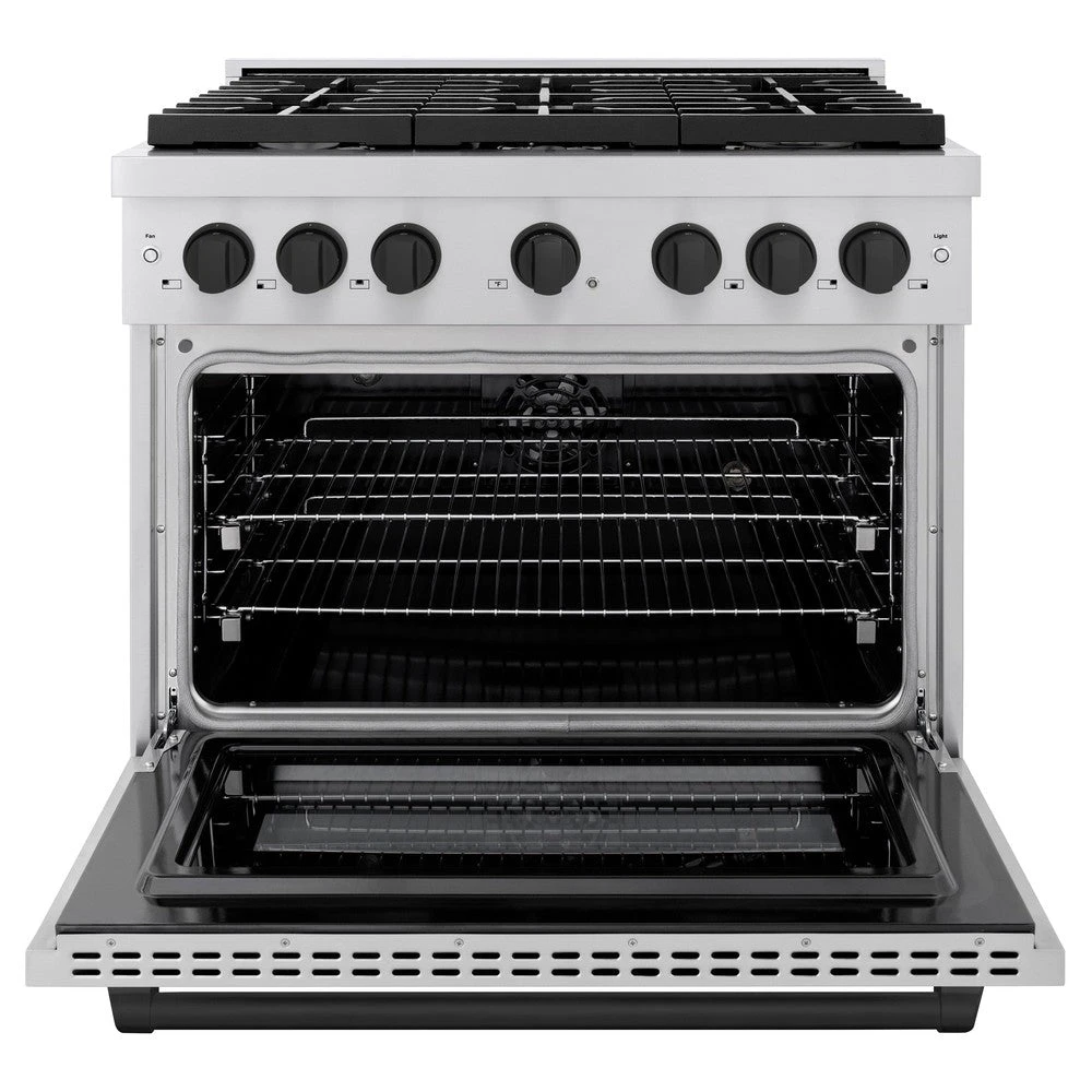 ZLINE Autograph Edition 36 In. 5.2 Cu. Ft. Paramount Dual Fuel Range With 6 Burner Gas Cooktop And Electric Convection Oven In Stainless Steel With Matte Black Accents (SDRZ-36-MB)(Zline Autograph Edition 36 Paramount Dual Fuel Range Stainless Steel Matte Black Sdrz 36 Mb) 5 ZLINE Autograph Edition 36 In. 5.2 Cu. Ft. Paramount Dual Fuel Range With 6 Burner Gas Cooktop And Electric Convection Oven In Stainless Steel With Matte Black Accents (SDRZ-36-MB)(Zline Autograph Edition 36 Paramount Dual Fuel Range Stainless Steel Matte Black Sdrz 36 Mb) - Image 5