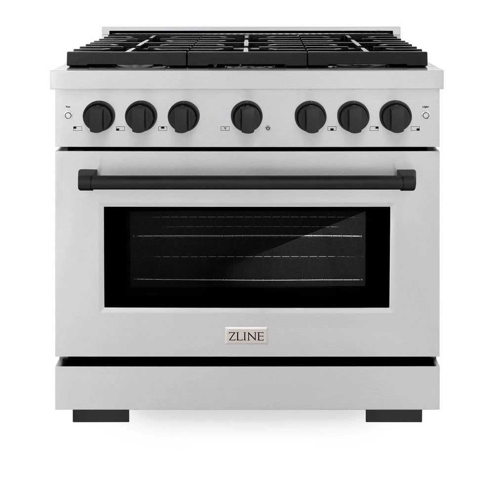 ZLINE Autograph Edition 36 In. 5.2 Cu. Ft. Paramount Dual Fuel Range With 6 Burner Gas Cooktop And Electric Convection Oven In Stainless Steel With Matte Black Accents (SDRZ-36-MB)(Zline Autograph Edition 36 Paramount Dual Fuel Range Stainless Steel Matte Black Sdrz 36 Mb) 4 ZLINE Autograph Edition 36 In. 5.2 Cu. Ft. Paramount Dual Fuel Range With 6 Burner Gas Cooktop And Electric Convection Oven In Stainless Steel With Matte Black Accents (SDRZ-36-MB)(Zline Autograph Edition 36 Paramount Dual Fuel Range Stainless Steel Matte Black Sdrz 36 Mb) - Image 4