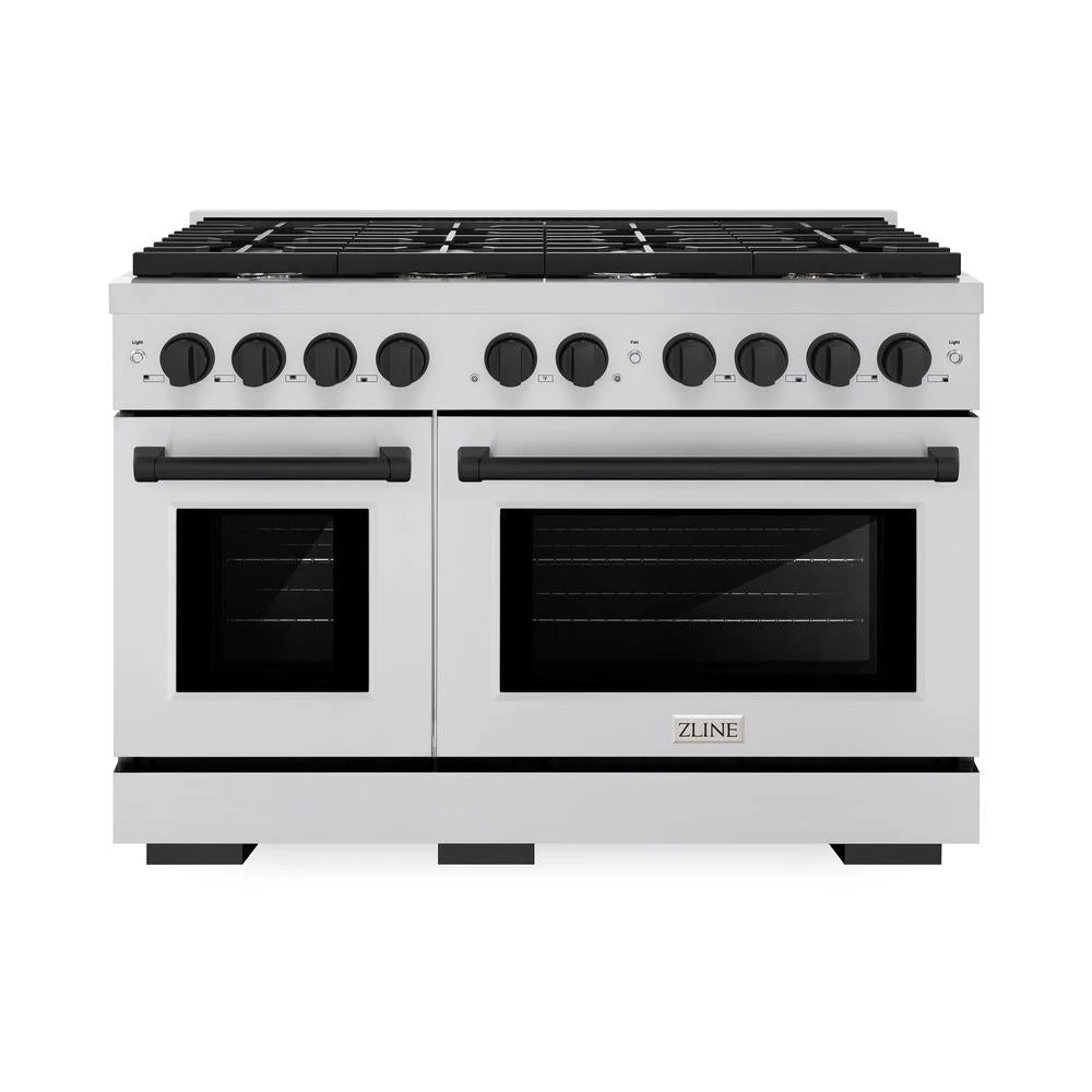 ZLINE Autograph Edition 48 In. 6.7 Cu. Ft. Paramount Double Oven Dual Fuel Range With 8 Burner Gas Cooktop In Stainless Steel And Matte Black Accents (SDRZ-48-MB)(Zline Autograph Edition 48 Paramount Dual Fuel Range Stainless Steel Matte Black Sdrz 48 Mb) 2 ZLINE Autograph Edition 48 In. 6.7 Cu. Ft. Paramount Double Oven Dual Fuel Range With 8 Burner Gas Cooktop In Stainless Steel And Matte Black Accents (SDRZ-48-MB)(Zline Autograph Edition 48 Paramount Dual Fuel Range Stainless Steel Matte Black Sdrz 48 Mb) - Image 2