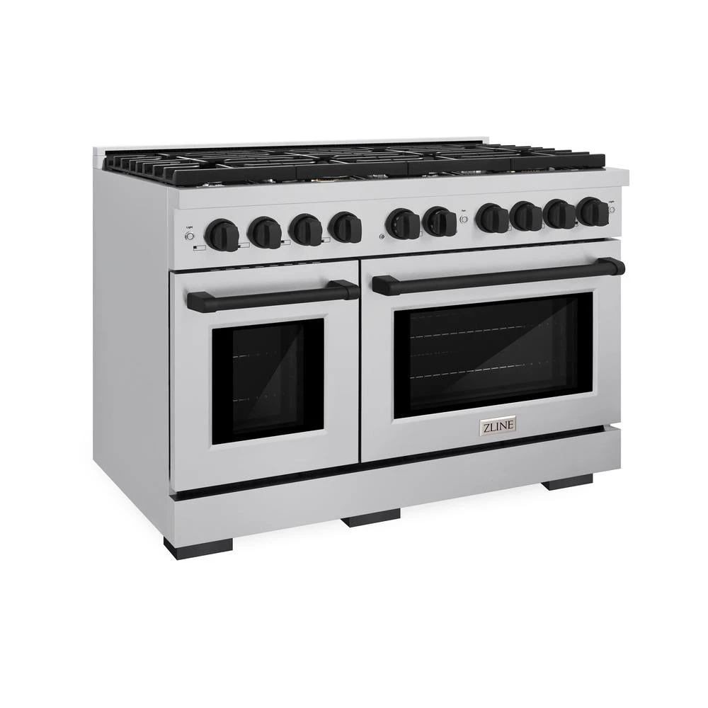 ZLINE Autograph Edition 48 In. 6.7 Cu. Ft. Paramount Double Oven Dual Fuel Range With 8 Burner Gas Cooktop In Stainless Steel And Matte Black Accents (SDRZ-48-MB)(Zline Autograph Edition 48 Paramount Dual Fuel Range Stainless Steel Matte Black Sdrz 48 Mb) 1 ZLINE Autograph Edition 48 In. 6.7 Cu. Ft. Paramount Double Oven Dual Fuel Range With 8 Burner Gas Cooktop In Stainless Steel And Matte Black Accents (SDRZ-48-MB)(Zline Autograph Edition 48 Paramount Dual Fuel Range Stainless Steel Matte Black Sdrz 48 Mb)