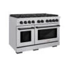 ZLINE Autograph Edition 48 In. 6.7 Cu. Ft. Paramount Double Oven Gas Range With 8 Burner Cooktop In Stainless Steel And Matte Black Accents (SGRZ-48-MB)(Zline Autograph Edition 48 Paramount Gas Range Stainless Steel Matte Black Sgrz 48 Mb)