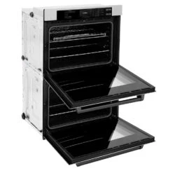 ZLINE Autograph Edition 30 In. Professional True Convection Double Wall Oven With Air Fry And Self Clean In Satin Stainless Steel With Matte Black Handles (WADSZ-30-MB)(Zline Autograph Edition 30 Double Wall Oven Satin Stainless Steel Matte Black Wadsz 30 Mb) 25 ZLINE Autograph Edition 30 In. Professional True Convection Double Wall Oven With Air Fry And Self Clean In Satin Stainless Steel With Matte Black Handles (WADSZ-30-MB)(Zline Autograph Edition 30 Double Wall Oven Satin Stainless Steel Matte Black Wadsz 30 Mb) -Zline Oven Shop zline autograph edition satin stainless steel wall oven WADSZ 30 MB side open hero