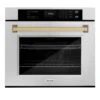 ZLINE Autograph Edition 30 In. Professional True Convection Single Wall Oven With Air Fry And Self Clean In Satin Stainless Steel With Champagne Bronze Handle (WASSZ-30-CB)(Zline Autograph Edition 30 Wall Oven Satin Stainless Steel Champagne Bronze Wassz 30 Cb)