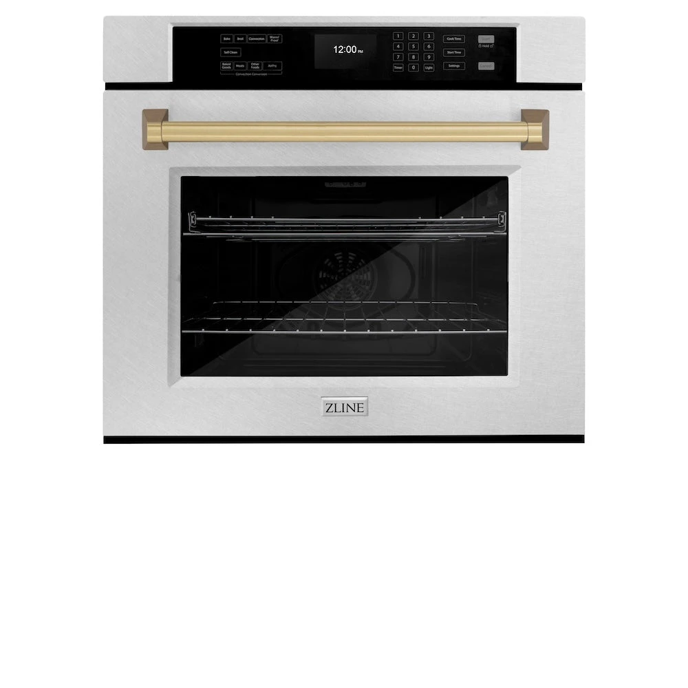 ZLINE Autograph Edition 30 In. Professional True Convection Single Wall Oven With Air Fry And Self Clean In Satin Stainless Steel With Champagne Bronze Handle (WASSZ-30-CB)(Zline Autograph Edition 30 Wall Oven Satin Stainless Steel Champagne Bronze Wassz 30 Cb) 4 ZLINE Autograph Edition 30 In. Professional True Convection Single Wall Oven With Air Fry And Self Clean In Satin Stainless Steel With Champagne Bronze Handle (WASSZ-30-CB)(Zline Autograph Edition 30 Wall Oven Satin Stainless Steel Champagne Bronze Wassz 30 Cb) - Image 4