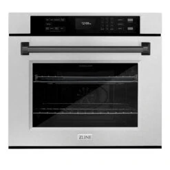 ZLINE Autograph Edition 30 In. Professional True Convection Single Wall Oven With Air Fry And Self Clean In Satin Stainless Steel With Matte Black Handle (WASSZ-30-MB)(Zline Autograph Edition 30 Wall Oven Satin Stainless Steel Matte Black Wassz 30 Mb)