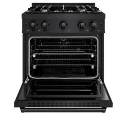 ZLINE 30 In. 4.2 Cu. Ft. Classic Dual Fuel Range With 4 Burner Gas Cooktop And Electric Convection Oven In Black Stainless Steel (CDRB-30)(Zline 30 Classic Dual Fuel Range Black Stainless Steel Cdrb 30) 15 ZLINE 30 In. 4.2 Cu. Ft. Classic Dual Fuel Range With 4 Burner Gas Cooktop And Electric Convection Oven In Black Stainless Steel (CDRB-30)(Zline 30 Classic Dual Fuel Range Black Stainless Steel Cdrb 30) -Zline Oven Shop zline classic black stainless steel dual fuel range CDRB 30 front open