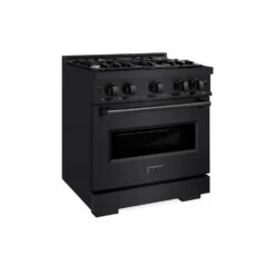 ZLINE 30 In. 4.2 Cu. Ft. Classic Dual Fuel Range With 4 Burner Gas Cooktop And Electric Convection Oven In Black Stainless Steel (CDRB-30)(Zline 30 Classic Dual Fuel Range Black Stainless Steel Cdrb 30)