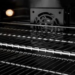 ZLINE 36 In. 5.2 Cu. Ft. Classic Dual Fuel Range With 6 Burner Gas Cooktop And Electric Convection Oven In Black Stainless Steel (CDRB-36)(Zline 36 Classic Dual Fuel Range Black Stainless Steel Cdrb 36) -Zline Oven Shop zline classic black stainless steel dual fuel range CDRB 36 fan detail