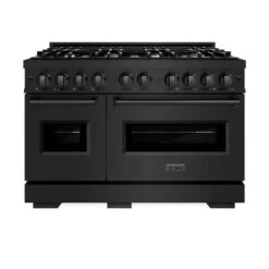 ZLINE 48 In. 6.7 Cu. Ft. Classic Double Oven Dual Fuel Range With 8 Burner Gas Cooktop In Black Stainless Steel (CDRB-48)(Zline 48 Classic Dual Fuel Range Black Stainless Steel Cdrb 48) 14 ZLINE 48 In. 6.7 Cu. Ft. Classic Double Oven Dual Fuel Range With 8 Burner Gas Cooktop In Black Stainless Steel (CDRB-48)(Zline 48 Classic Dual Fuel Range Black Stainless Steel Cdrb 48) -Zline Oven Shop zline classic black stainless steel dual fuel range CDRB 48 front