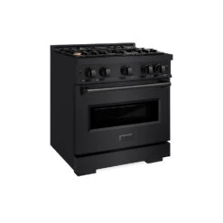ZLINE 30 In. 4.2 Cu. Ft. Classic Dual Fuel Range With Gas Cooktop And Electric Convection Oven In Black Stainless Steel With 4 Brass Burners (CDRB-BR-30)(Zline 30 Classic Dual Fuel Range Black Stainless Steel Brass Burners Cdrb Br 30)