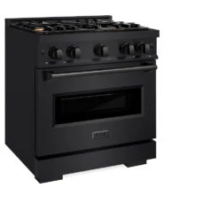 ZLINE 30 In. 4.2 Cu. Ft. Classic Dual Fuel Range With Gas Cooktop And Electric Convection Oven In Black Stainless Steel With 4 Brass Burners (CDRB-BR-30)(Zline 30 Classic Dual Fuel Range Black Stainless Steel Brass Burners Cdrb Br 30) -Zline Oven Shop zline classic black stainless steel dual fuel range CDRB BR 30 main 0d7955ea 2b6c 45f8 b524 d746e5b190b3