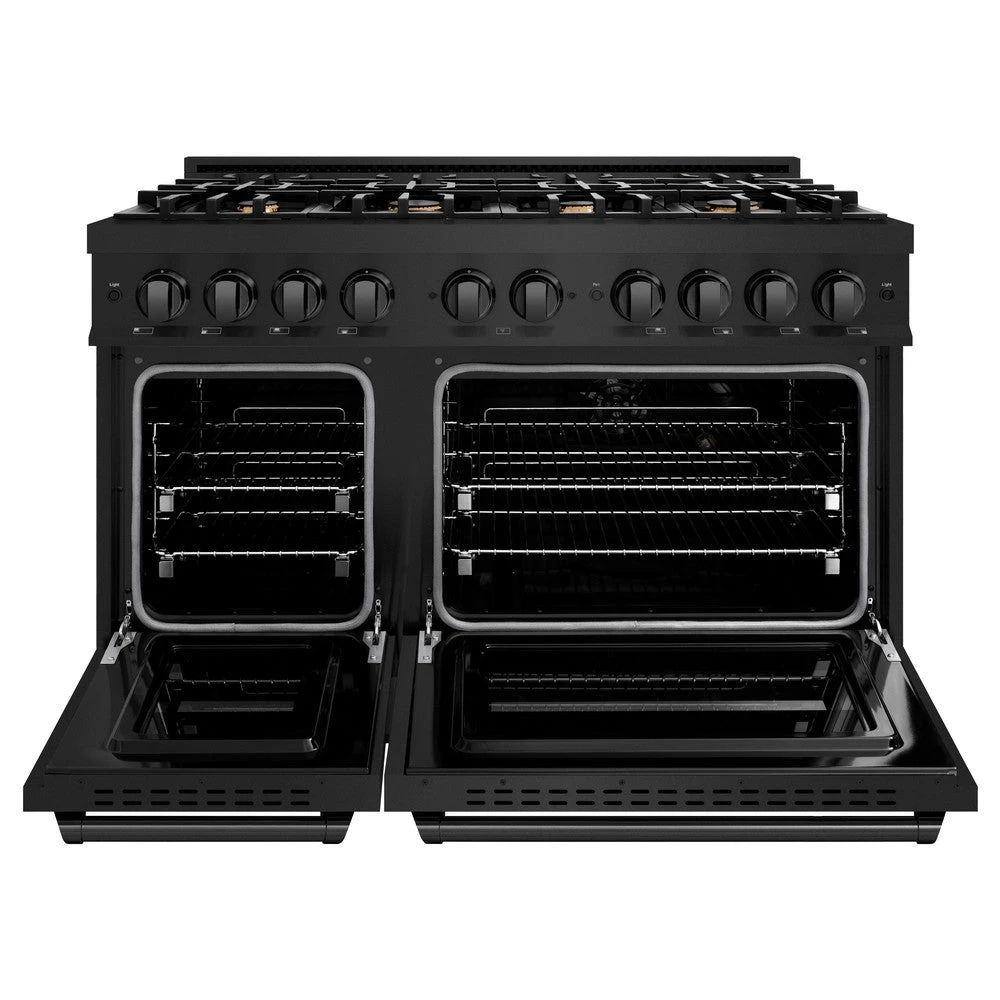 ZLINE 48 In. 6.7 Cu. Ft. Classic Double Oven Dual Fuel Range In Black Stainless Steel With 8 Brass Burners (CDRB-BR-48)(Zline 48 Classic Dual Fuel Range Black Stainless Steel Brass Burners Cdrb Br 48) 4 ZLINE 48 In. 6.7 Cu. Ft. Classic Double Oven Dual Fuel Range In Black Stainless Steel With 8 Brass Burners (CDRB-BR-48)(Zline 48 Classic Dual Fuel Range Black Stainless Steel Brass Burners Cdrb Br 48) - Image 4
