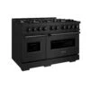 ZLINE 48 In. 6.7 Cu. Ft. Classic Double Oven Dual Fuel Range In Black Stainless Steel With 8 Brass Burners (CDRB-BR-48)(Zline 48 Classic Dual Fuel Range Black Stainless Steel Brass Burners Cdrb Br 48)