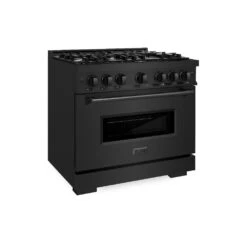 ZLINE 36 In. 5.2 Cu. Ft. Classic Gas Range With 6 Burner Cooktop And Convection Gas Oven In Black Stainless Steel (CGRB-36)(Zline 36 Classic Gas Range Black Stainless Steel Cgrb 36)