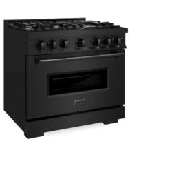 ZLINE 36 In. 5.2 Cu. Ft. Classic Dual Fuel Range With Gas Cooktop And Electric Convection Oven In Black Stainless Steel With 6 Brass Burners (CDRB-BR-36)(Zline 36 Classic Dual Fuel Range Black Stainless Steel Brass Burners Cdrb Br 36) -Zline Oven Shop zline classic black stainless steel gas range CGRB BR 36 main 6de8cb7b 9f9a 4aa1 9cf1 802d8436a36d
