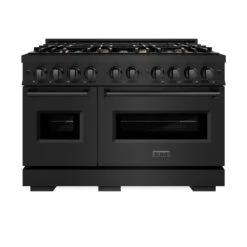 ZLINE 48 In. 6.7 Cu. Ft. Classic Double Oven Gas Range In Black Stainless Steel With 8 Brass Burners (CGRB-BR-48)(Zline 48 Classic Gas Range Black Stainless Steel Brass Burners Cgrb Br 48) 14 ZLINE 48 In. 6.7 Cu. Ft. Classic Double Oven Gas Range In Black Stainless Steel With 8 Brass Burners (CGRB-BR-48)(Zline 48 Classic Gas Range Black Stainless Steel Brass Burners Cgrb Br 48) -Zline Oven Shop zline classic black stainless steel gas range CGRB BR 48 front
