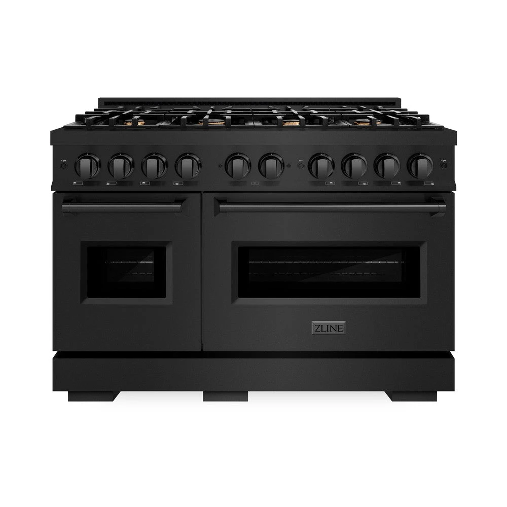 ZLINE 48 In. 6.7 Cu. Ft. Classic Double Oven Gas Range In Black Stainless Steel With 8 Brass Burners (CGRB-BR-48)(Zline 48 Classic Gas Range Black Stainless Steel Brass Burners Cgrb Br 48) 2 ZLINE 48 In. 6.7 Cu. Ft. Classic Double Oven Gas Range In Black Stainless Steel With 8 Brass Burners (CGRB-BR-48)(Zline 48 Classic Gas Range Black Stainless Steel Brass Burners Cgrb Br 48) - Image 2