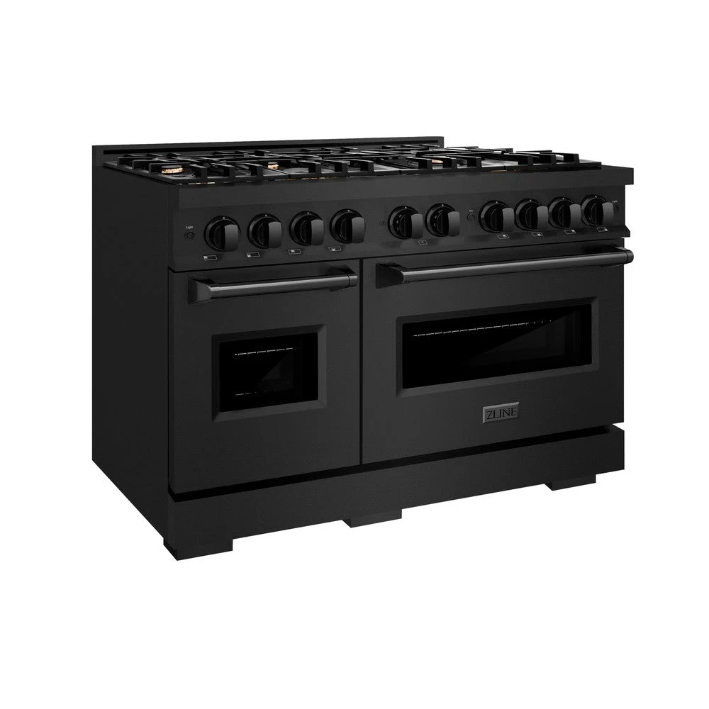 ZLINE 48 In. 6.7 Cu. Ft. Classic Double Oven Gas Range In Black Stainless Steel With 8 Brass Burners (CGRB-BR-48)(Zline 48 Classic Gas Range Black Stainless Steel Brass Burners Cgrb Br 48) 1 ZLINE 48 In. 6.7 Cu. Ft. Classic Double Oven Gas Range In Black Stainless Steel With 8 Brass Burners (CGRB-BR-48)(Zline 48 Classic Gas Range Black Stainless Steel Brass Burners Cgrb Br 48)