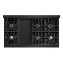 ZLINE 48 In. Classic Gas Rangetop With 8 Burner DuoPro™ Cooktop In Black Stainless Steel (PCRTB-48)(Zline 48 Classic Gas Rangetop Duopro Black Stainless Steel Pcrtb 48) -Zline Oven Shop zline classic black stainless steel gas range top duopro cooktop PCRTB 48 top down griddle