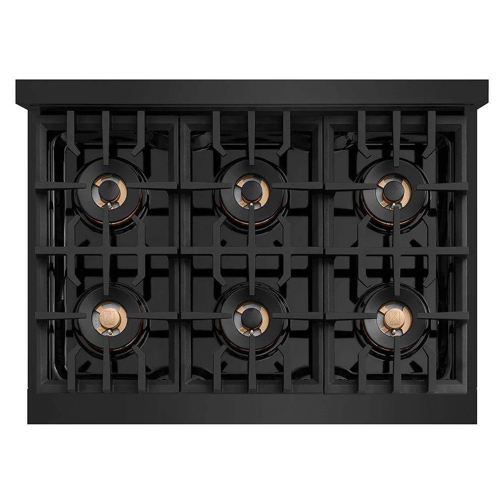 ZLINE Autograph Edition 36 In. Classic Gas Rangetop With 6 Burner DuoPro™ Cooktop In Black Stainless Steel And Polished Gold Accents (PCRTBZ-36-G)(Zline Autograph Edition 36 Classic Gas Rangetop Duopro Black Stainless Steel Polished Gold Pcrtbz 36 G) 2 ZLINE Autograph Edition 36 In. Classic Gas Rangetop With 6 Burner DuoPro™ Cooktop In Black Stainless Steel And Polished Gold Accents (PCRTBZ-36-G)(Zline Autograph Edition 36 Classic Gas Rangetop Duopro Black Stainless Steel Polished Gold Pcrtbz 36 G) - Image 2