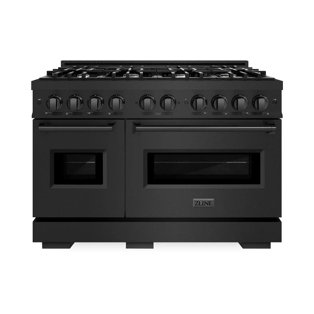 ZLINE 48 In. 6.7 Cu. Ft. Classic Double Oven Gas Range With 8 Burner Cooktop In Black Stainless Steel (CGRB-48)(Zline 48 Classic Gas Range Black Stainless Steel Cgrb 48) 2 ZLINE 48 In. 6.7 Cu. Ft. Classic Double Oven Gas Range With 8 Burner Cooktop In Black Stainless Steel (CGRB-48)(Zline 48 Classic Gas Range Black Stainless Steel Cgrb 48) - Image 2