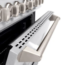 ZLINE 36 In. 5.2 Cu. Ft. Classic Dual Fuel Range With 6 Burner Gas Cooktop And Electric Convection Oven In Satin Stainless Steel (CDRS-36)(Zline 36 Classic Dual Fuel Range Satin Stainless Steel Cdrs 36) 22 ZLINE 36 In. 5.2 Cu. Ft. Classic Dual Fuel Range With 6 Burner Gas Cooktop And Electric Convection Oven In Satin Stainless Steel (CDRS-36)(Zline 36 Classic Dual Fuel Range Satin Stainless Steel Cdrs 36) -Zline Oven Shop zline classic satin stainless steel dual fuel range CDRS 36 door detail