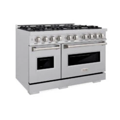 ZLINE 48 In. 6.7 Cu. Ft. Classic Double Oven Dual Fuel Range With 8 Burner Gas Cooktop In Satin Stainless Steel (CDRS-48)(Zline 48 Classic Dual Fuel Range Satin Stainless Steel Cdrs 48)