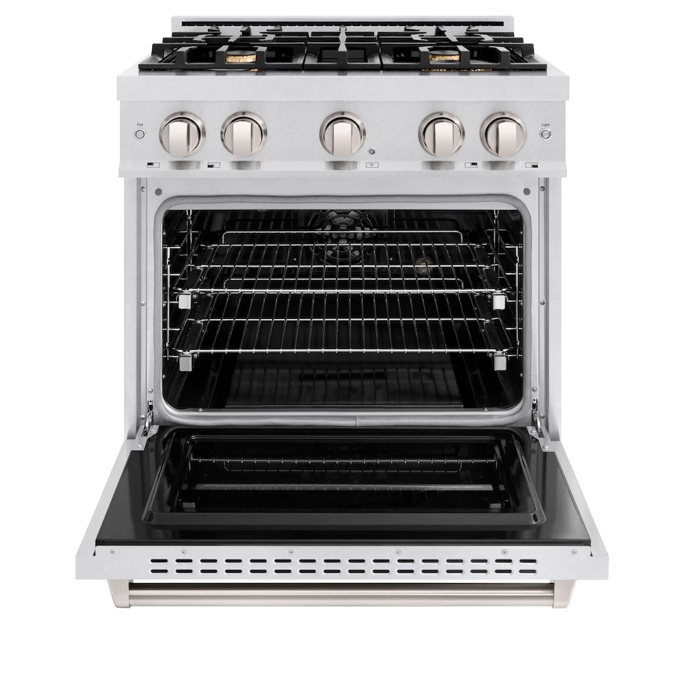 ZLINE 30 In. 4.2 Cu. Ft. Classic Dual Fuel Range With Gas Cooktop And Electric Convection Oven In Satin Stainless Steel With 4 Brass Burners (CDRS-BR-30)(Zline 30 Classic Dual Fuel Range Satin Stainless Steel Brass Burners Cdrs Br 30) 4 ZLINE 30 In. 4.2 Cu. Ft. Classic Dual Fuel Range With Gas Cooktop And Electric Convection Oven In Satin Stainless Steel With 4 Brass Burners (CDRS-BR-30)(Zline 30 Classic Dual Fuel Range Satin Stainless Steel Brass Burners Cdrs Br 30) - Image 4
