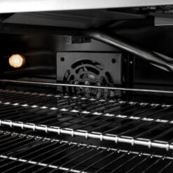 ZLINE 36 In. 5.2 Cu. Ft. Classic Gas Range With 6 Burner Cooktop And Convection Gas Oven In Satin Stainless Steel (CGRS-36)(Zline 36 Classic Gas Range Satin Stainless Steel Cgrs 36) -Zline Oven Shop zline classic satin stainless steel gas range CGRS 36 fan detail