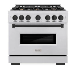 ZLINE Autograph Edition 36 In. 5.2 Cu. Ft. Classic Gas Range With 6 Burner Cooktop And Convection Gas Oven In Satin Stainless Steel And Matte Black Accents (CGRSZ-36-MB)(Zline Autograph Edition 36 Classic Gas Range Satin Stainless Steel Matte Black Cgrsz 36 Mb) 18 ZLINE Autograph Edition 36 In. 5.2 Cu. Ft. Classic Gas Range With 6 Burner Cooktop And Convection Gas Oven In Satin Stainless Steel And Matte Black Accents (CGRSZ-36-MB)(Zline Autograph Edition 36 Classic Gas Range Satin Stainless Steel Matte Black Cgrsz 36 Mb) -Zline Oven Shop zline classic satin stainless steel gas range autograph edition matte black CGRSZ 36 MB front