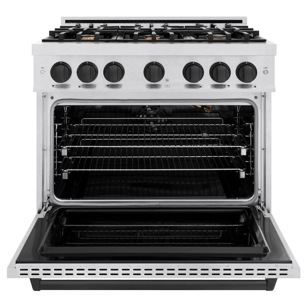 ZLINE Autograph Edition 36 In. 5.2 Cu. Ft. Classic Gas Range With 6 Burner Cooktop And Convection Gas Oven In Satin Stainless Steel And Matte Black Accents (CGRSZ-36-MB)(Zline Autograph Edition 36 Classic Gas Range Satin Stainless Steel Matte Black Cgrsz 36 Mb) 3 ZLINE Autograph Edition 36 In. 5.2 Cu. Ft. Classic Gas Range With 6 Burner Cooktop And Convection Gas Oven In Satin Stainless Steel And Matte Black Accents (CGRSZ-36-MB)(Zline Autograph Edition 36 Classic Gas Range Satin Stainless Steel Matte Black Cgrsz 36 Mb) - Image 3