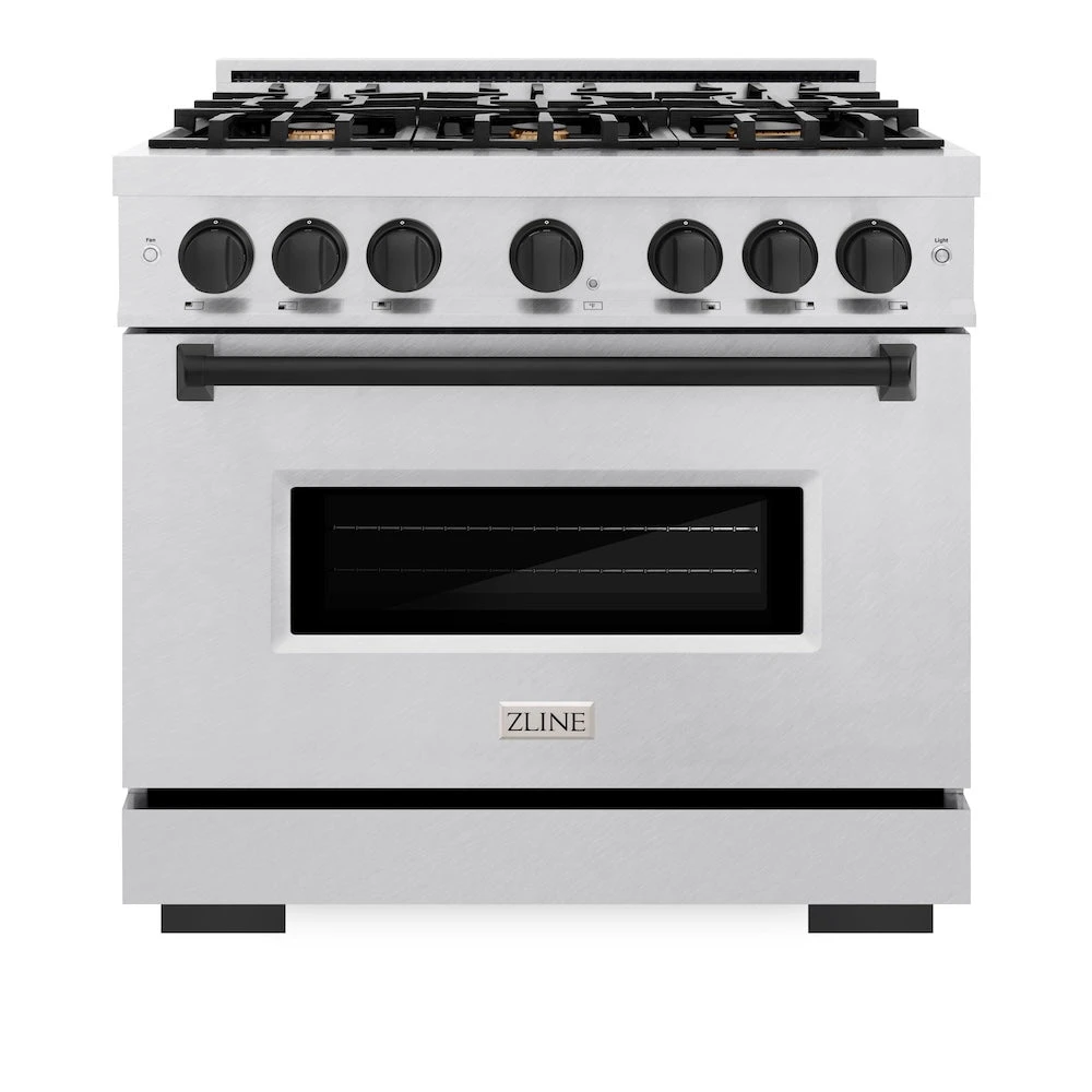 ZLINE Autograph Edition 36 In. 5.2 Cu. Ft. Classic Gas Range With 6 Burner Cooktop And Convection Gas Oven In Satin Stainless Steel And Matte Black Accents (CGRSZ-36-MB)(Zline Autograph Edition 36 Classic Gas Range Satin Stainless Steel Matte Black Cgrsz 36 Mb) 4 ZLINE Autograph Edition 36 In. 5.2 Cu. Ft. Classic Gas Range With 6 Burner Cooktop And Convection Gas Oven In Satin Stainless Steel And Matte Black Accents (CGRSZ-36-MB)(Zline Autograph Edition 36 Classic Gas Range Satin Stainless Steel Matte Black Cgrsz 36 Mb) - Image 4