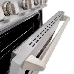 ZLINE 30 In. 4.2 Cu. Ft. Classic Gas Range With Convection Gas Oven In Satin Stainless Steel With 4 Brass Burners (CGRS-BR-30)(Zline 30 Classic Gas Range Satin Stainless Steel Brass Burners Cgrs Br 30) 18 ZLINE 30 In. 4.2 Cu. Ft. Classic Gas Range With Convection Gas Oven In Satin Stainless Steel With 4 Brass Burners (CGRS-BR-30)(Zline 30 Classic Gas Range Satin Stainless Steel Brass Burners Cgrs Br 30) -Zline Oven Shop zline classic satin stainless steel gas range brass burners CGRS BR 30 door detail