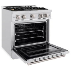 ZLINE 30 In. 4.2 Cu. Ft. Classic Gas Range With Convection Gas Oven In Satin Stainless Steel With 4 Brass Burners (CGRS-BR-30)(Zline 30 Classic Gas Range Satin Stainless Steel Brass Burners Cgrs Br 30) 17 ZLINE 30 In. 4.2 Cu. Ft. Classic Gas Range With Convection Gas Oven In Satin Stainless Steel With 4 Brass Burners (CGRS-BR-30)(Zline 30 Classic Gas Range Satin Stainless Steel Brass Burners Cgrs Br 30) -Zline Oven Shop zline classic satin stainless steel gas range brass burners CGRS BR 30 main open