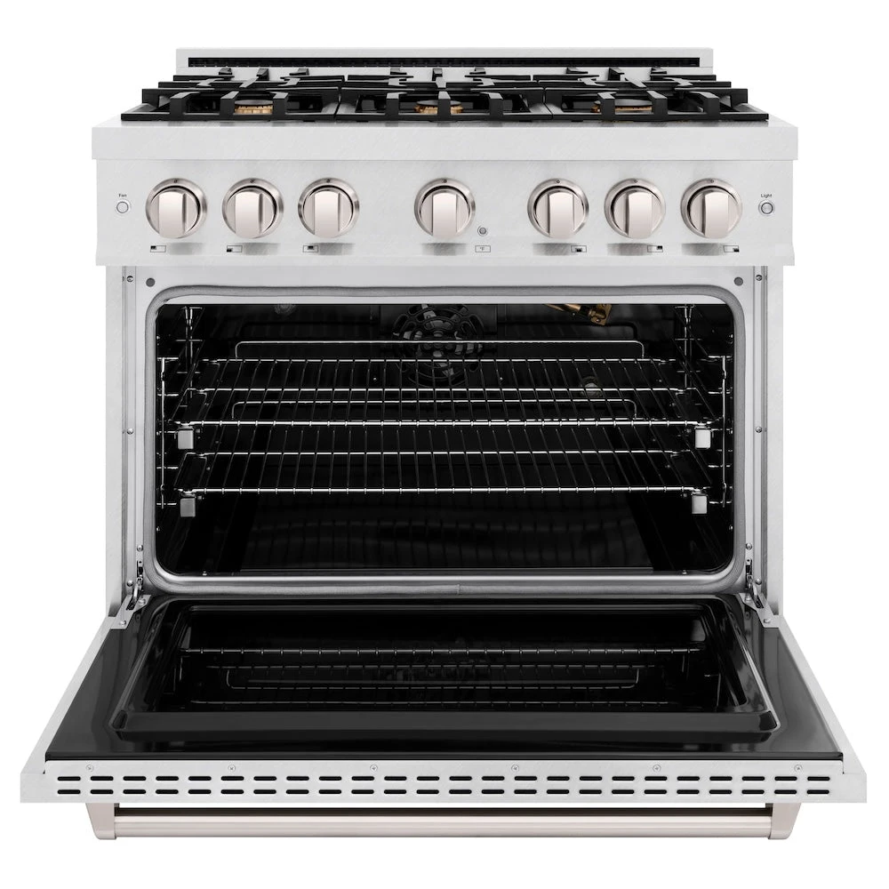 ZLINE 36 In. 5.2 Cu. Ft. Classic Gas Range With Convection Gas Oven In Satin Stainless Steel With 6 Brass Burners (CGRS-BR-36)(Zline 36 Classic Gas Range Satin Stainless Steel Brass Burners Cgrs Br 36) 3 ZLINE 36 In. 5.2 Cu. Ft. Classic Gas Range With Convection Gas Oven In Satin Stainless Steel With 6 Brass Burners (CGRS-BR-36)(Zline 36 Classic Gas Range Satin Stainless Steel Brass Burners Cgrs Br 36) - Image 3