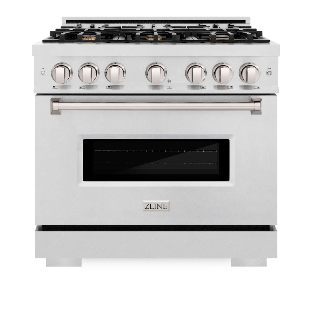 ZLINE 36 In. 5.2 Cu. Ft. Classic Gas Range With Convection Gas Oven In Satin Stainless Steel With 6 Brass Burners (CGRS-BR-36)(Zline 36 Classic Gas Range Satin Stainless Steel Brass Burners Cgrs Br 36) 4 ZLINE 36 In. 5.2 Cu. Ft. Classic Gas Range With Convection Gas Oven In Satin Stainless Steel With 6 Brass Burners (CGRS-BR-36)(Zline 36 Classic Gas Range Satin Stainless Steel Brass Burners Cgrs Br 36) - Image 4