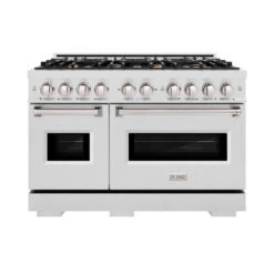 Zline Oven Shop 7 Zline Oven Shop -Zline Oven Shop zline classic satin stainless steel gas range brass burners CGRS BR 48 front hero