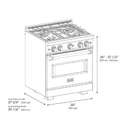 ZLINE 30 In. 4.2 Cu. Ft. Classic Dual Fuel Range With Gas Cooktop And Electric Convection Oven In Stainless Steel With 4 Brass Burners (CDR-BR-30)(Zline 30 Classic Dual Fuel Range Stainless Steel Brass Burners Cdr Br 30) -Zline Oven Shop zline classic stainless dual fuel range CDR BR 30 dimensional diagram