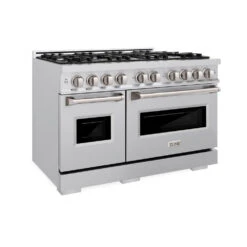 ZLINE 48 In. 6.7 Cu. Ft. Classic Double Oven Dual Fuel Range With 8 Burner Gas Cooktop In Stainless Steel (CDR48)(Zline 48 Classic Dual Fuel Range Stainless Steel Cdr48)