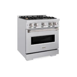 ZLINE 30 In. 4.2 Cu. Ft. Classic Gas Range With Convection Gas Oven In Stainless Steel With 4 Brass Burners (CGR-BR-30)(Zline 30 Classic Gas Range Stainless Steel Brass Burners Cgr Br 30)