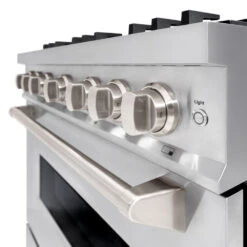 ZLINE 36 In. 5.2 Cu. Ft. Classic Gas Range With Convection Gas Oven In Stainless Steel With 6 Brass Burners (CGR-BR-36)(Zline 36 Classic Gas Range Stainless Steel Brass Burners Cgr Br 36) -Zline Oven Shop zline classic stainless steel gas range CGR BR 36 door detail 2