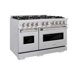 ZLINE 48 In. 6.7 Cu. Ft. Classic Double Oven Gas Range In Stainless Steel With 8 Brass Burners (CGR-BR-48)(Zline 48 Classic Gas Range Stainless Steel Brass Burners Cgr Br 48)