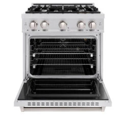 ZLINE 30 In. 4.2 Cu. Ft. Classic Gas Range With 4 Burner Cooktop And Convection Gas Oven In Stainless Steel (CGR30)(Zline 30 Classic Gas Range Stainless Steel Cgr30) -Zline Oven Shop zline classic stainless steel gas range CGR30 front open