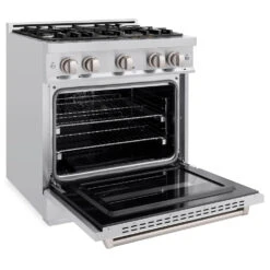 ZLINE 30 In. 4.2 Cu. Ft. Classic Gas Range With 4 Burner Cooktop And Convection Gas Oven In Stainless Steel (CGR30)(Zline 30 Classic Gas Range Stainless Steel Cgr30) -Zline Oven Shop zline classic stainless steel gas range CGR30 main open
