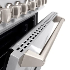 ZLINE 36 In. 5.2 Cu. Ft. Classic Gas Range With 6 Burner Cooktop And Convection Gas Oven In Stainless Steel (CGR36)(Zline 36 Classic Gas Range Stainless Steel Cgr36) -Zline Oven Shop zline classic stainless steel gas range CGR36 door detail