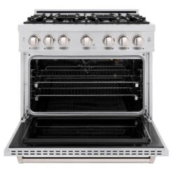 ZLINE 36 In. 5.2 Cu. Ft. Classic Dual Fuel Range With 6 Burner Gas Cooktop And Electric Convection Oven In Stainless Steel (CDR36)(Zline 36 Classic Dual Fuel Range Stainless Steel Cdr36) -Zline Oven Shop zline classic stainless steel gas range CGR36 front open a160ff31 d5ca 4894 9628 f1f5208c0505