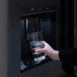 ZLINE 36 In. 28.9 Cu. Ft. Standard-Depth French Door External Water Dispenser Refrigerator With Dual Ice Maker In Fingerprint-Resistant Black Stainless Steel (RSM-W-36-BS)(Zline 36 Standard Depth Refrigerator Black Stainless Steel Rsm W 36 Bs) -Zline Oven Shop zline french door black stainless steel standard depth refrigerator RSM W 36 BS water dispenser detail